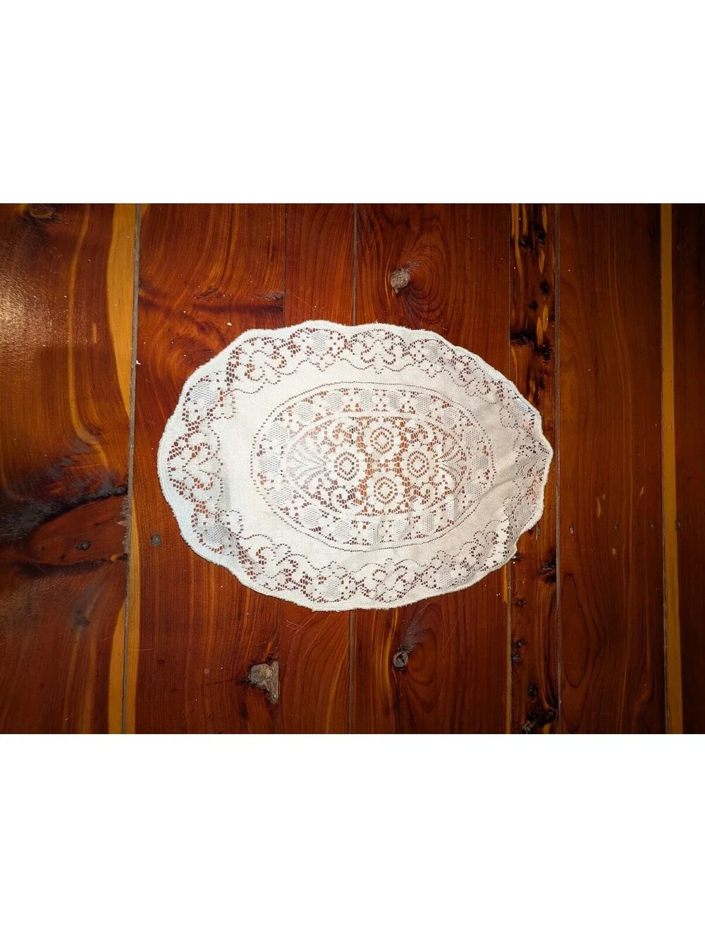 Vintage Oval Crochet Lace Doily Table Mat 18x13 Inch